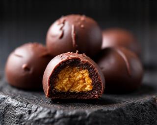 Sensual dark chocolate texture truffles for date night
